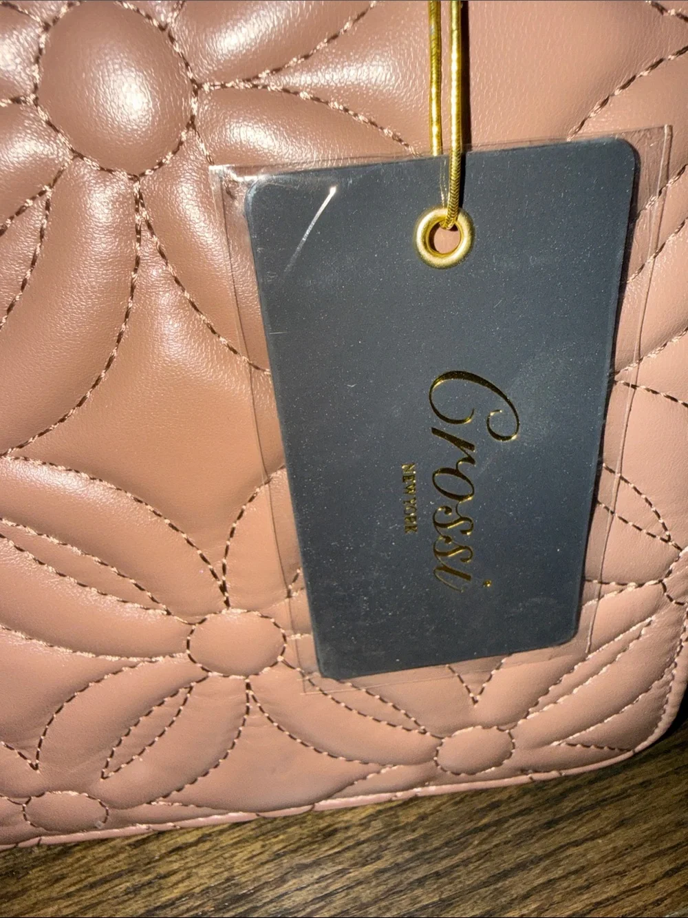CROSSI NY Quilted Top-Handle Satchel and Crossbody in Dusty Pink